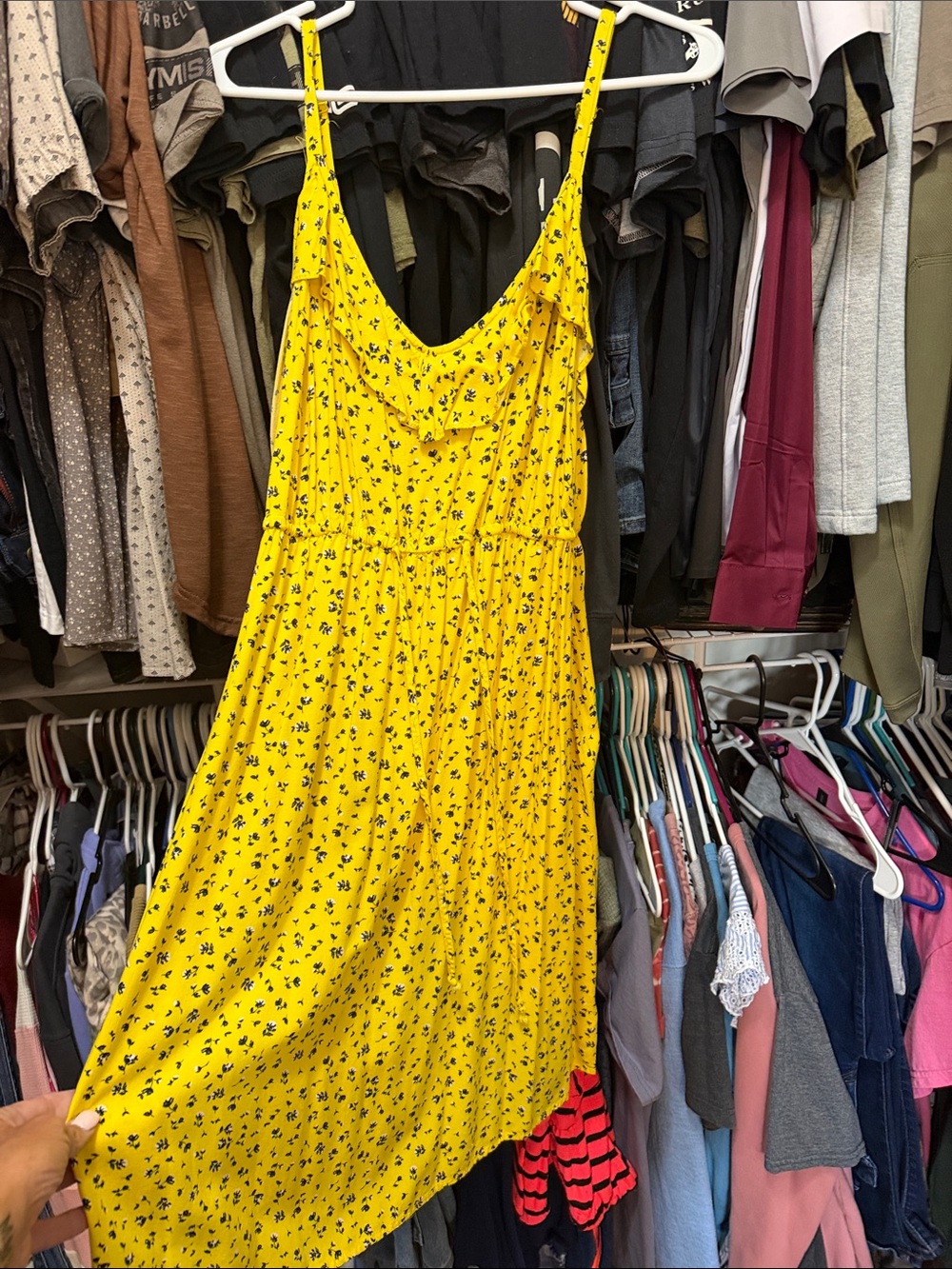 torrid Yellow Floral Midi Sundress with Spaghetti Straps